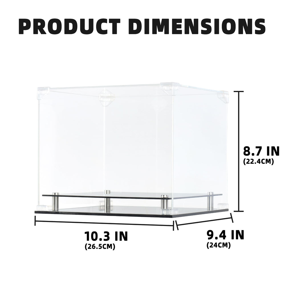 DisplayGifts side angle showing crystal-clear acrylic protecting cap while maximizing visibility