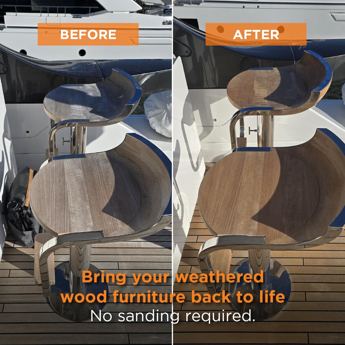 DITEC gel being applied on teak deck showing precise controlled use