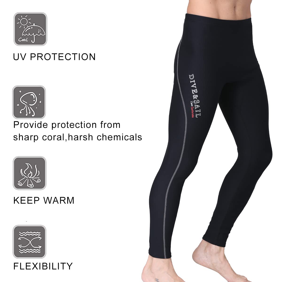 DIVE & SAIL flatlock seam detail reducing chafing for longer sessions