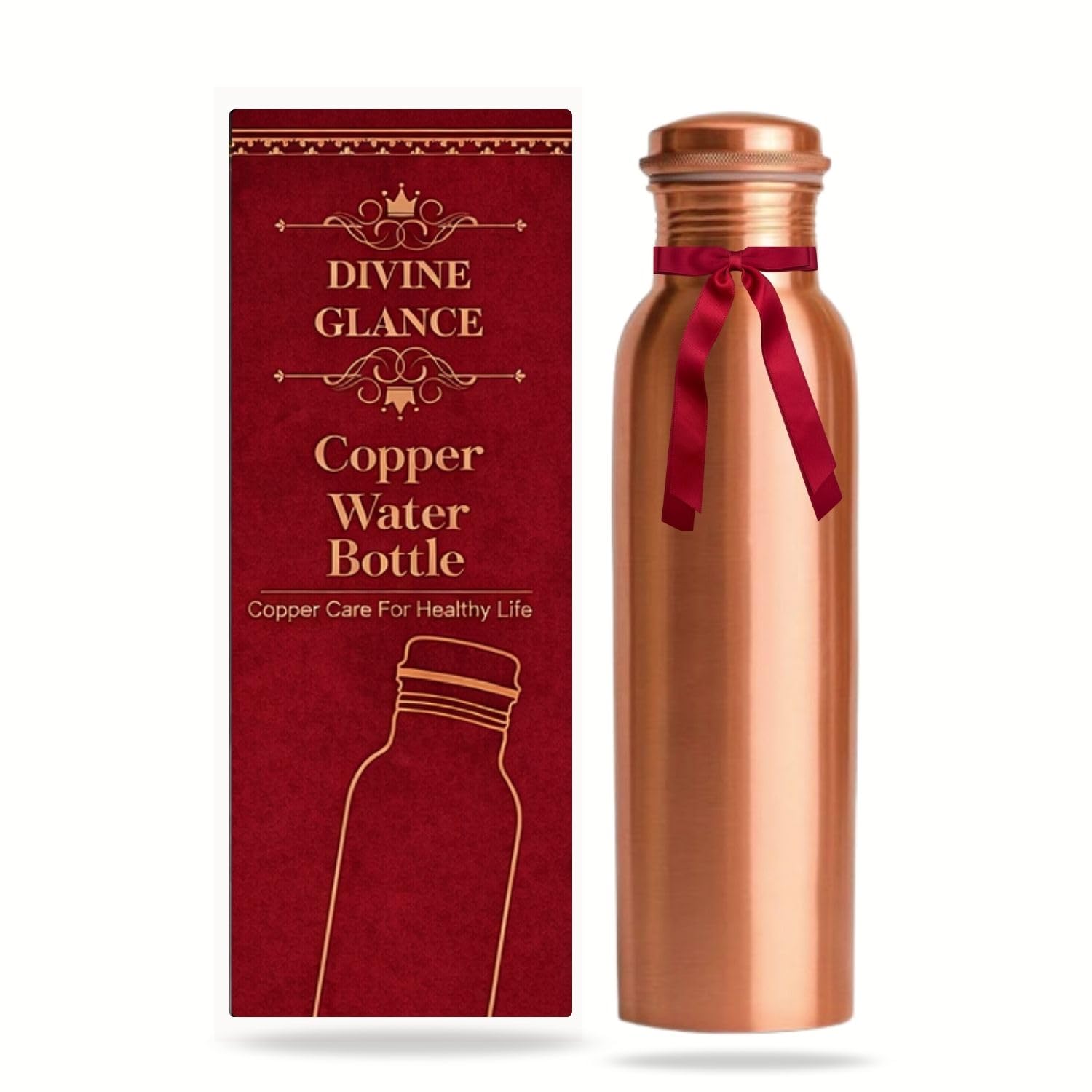 Divine Glance plain copper front view showing elegant shape and durable finish for everyday hydration
