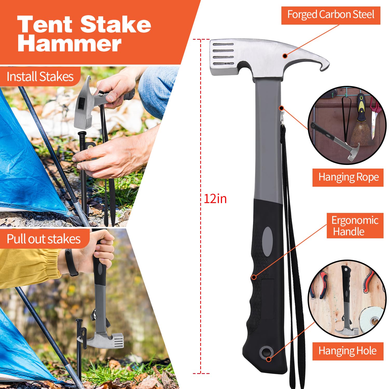 DkOvn eight stakes driven into ground for firm tent anchoring