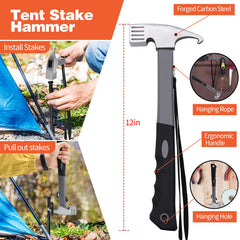 DkOvn eight stakes driven into ground for firm tent anchoring