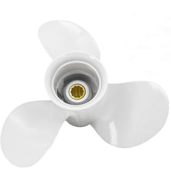 DLNIG propeller front view showing three blades and white finish improving thrust