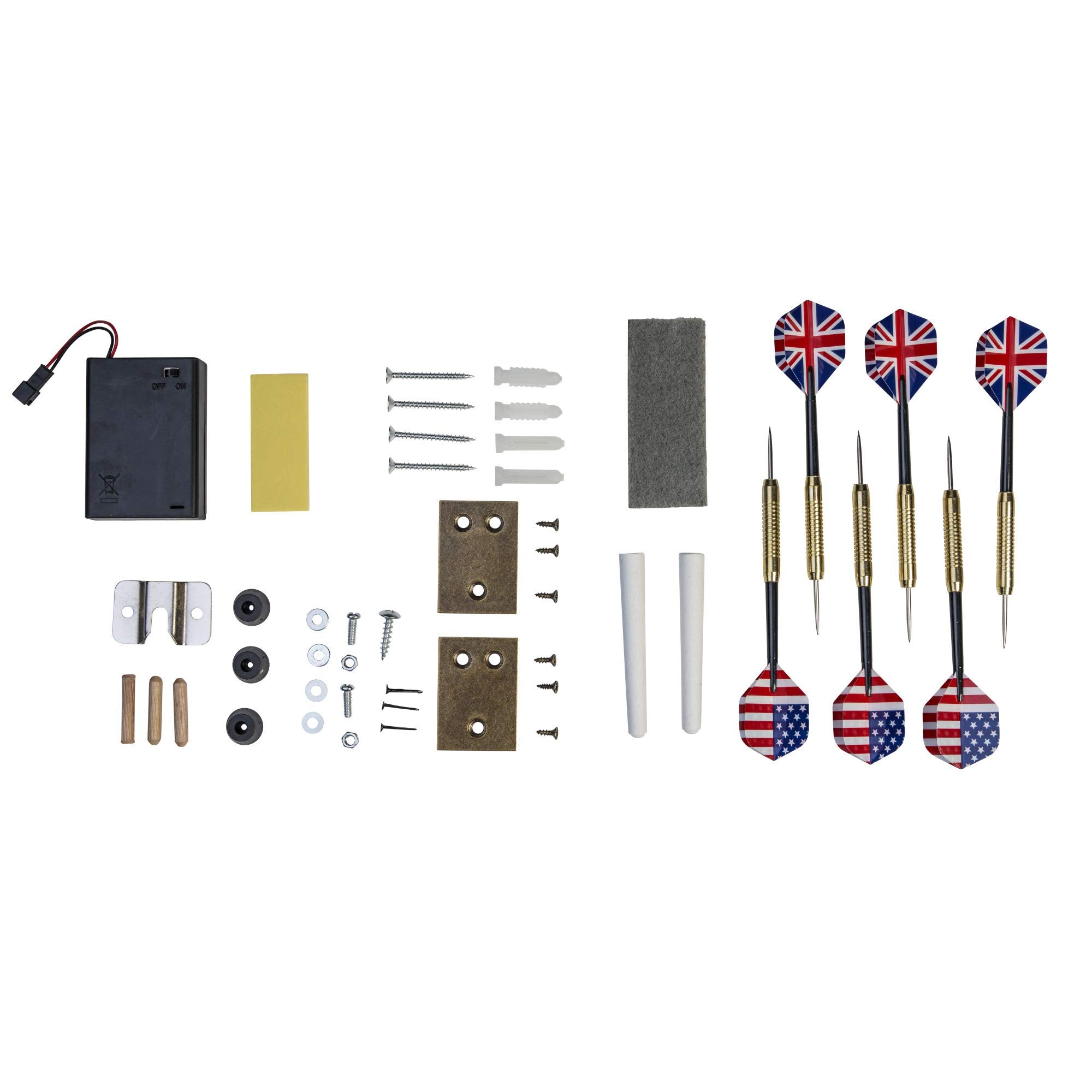 DMI Sports six steel-tip darts displayed for immediate play and balanced feel
