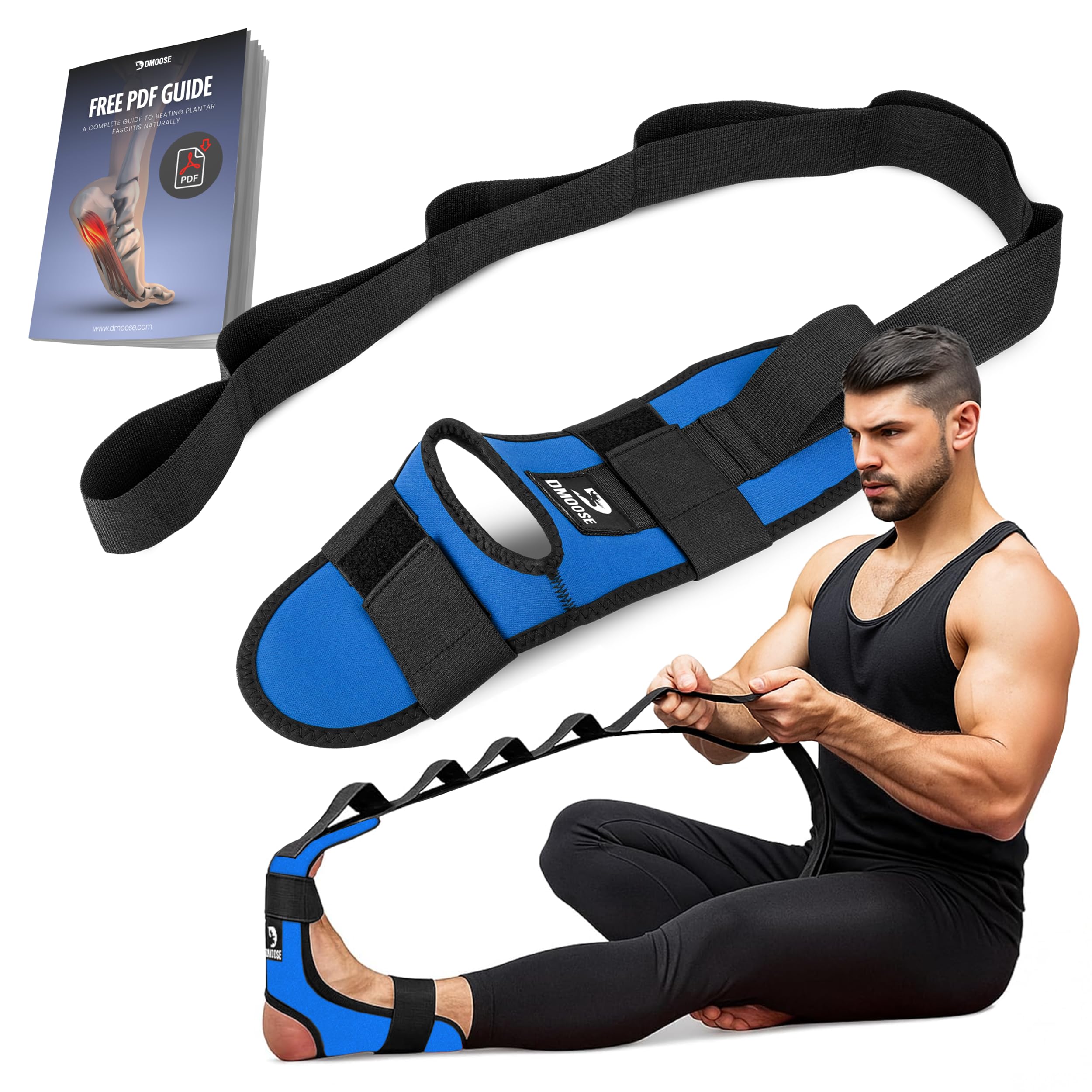 DMoose front view of stretcher showing padded cradle and strap, offering comfortable support