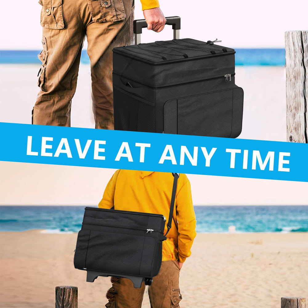 Doerpuz cooler on a beach picnic setup, illustrating outdoor convenience and insulation