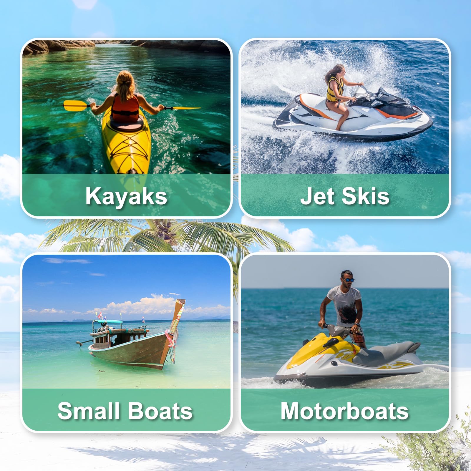 Dolibest anchor mounted on kayak deck, shows practical use and on-water stability
