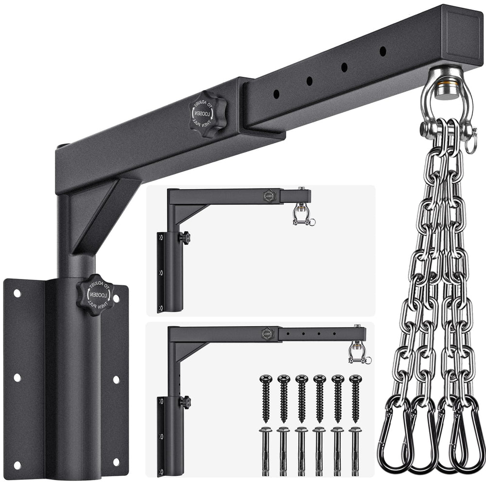 Dolibest front view of heavy bag wall mount showing robust frame and capacity benefit