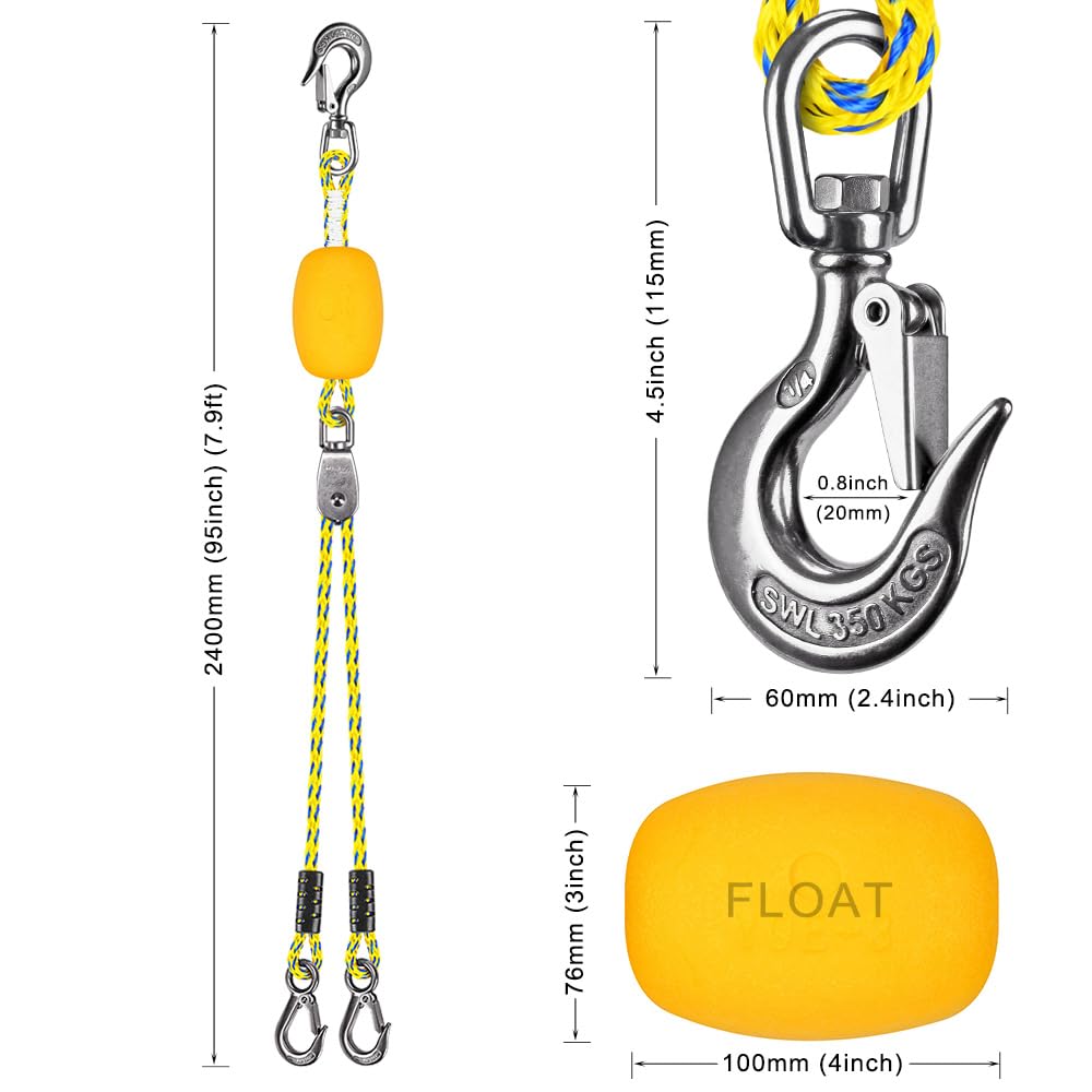 Dolibest tow harness connected to tube with riders demonstrating stable towing performance