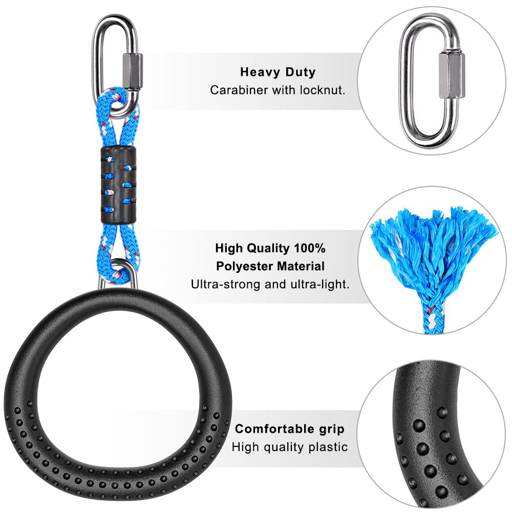 Dolibest rings next to a tape measure showing scale and easy-height adjustment