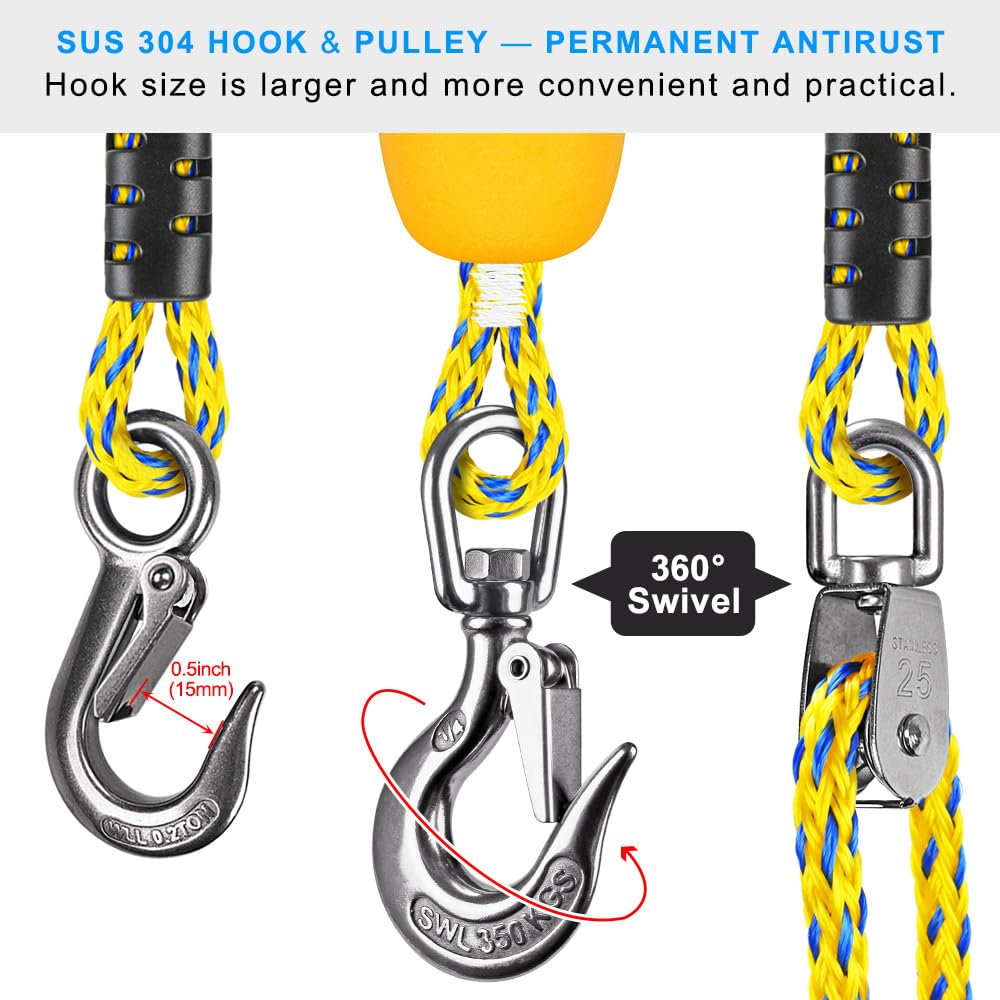 Dolibest close-up of three stainless steel 304 hooks, corrosion resistance benefit