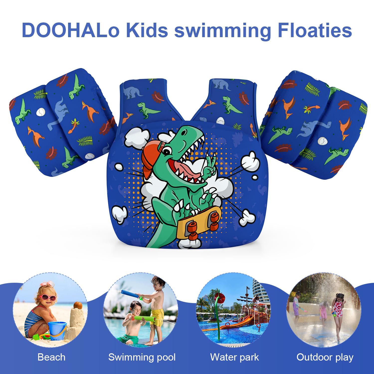 DOOHALO child wearing float vest in pool promoting confident practice