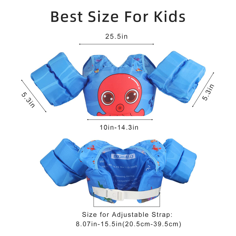DOOHALO close-up of shoulder and arm padding, providing comfortable buoyancy support