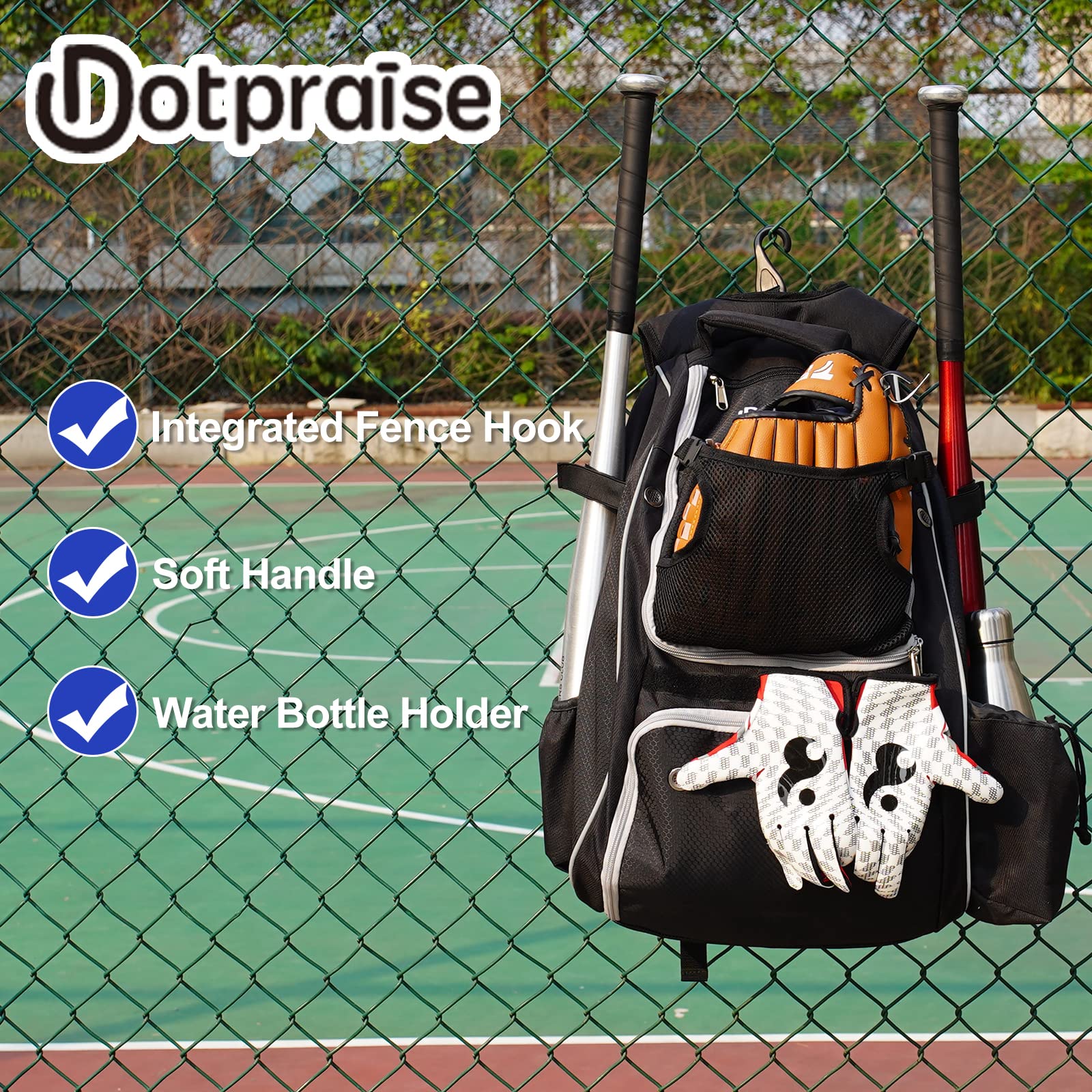 Dotpraise main compartment open showing helmet and apparel organization