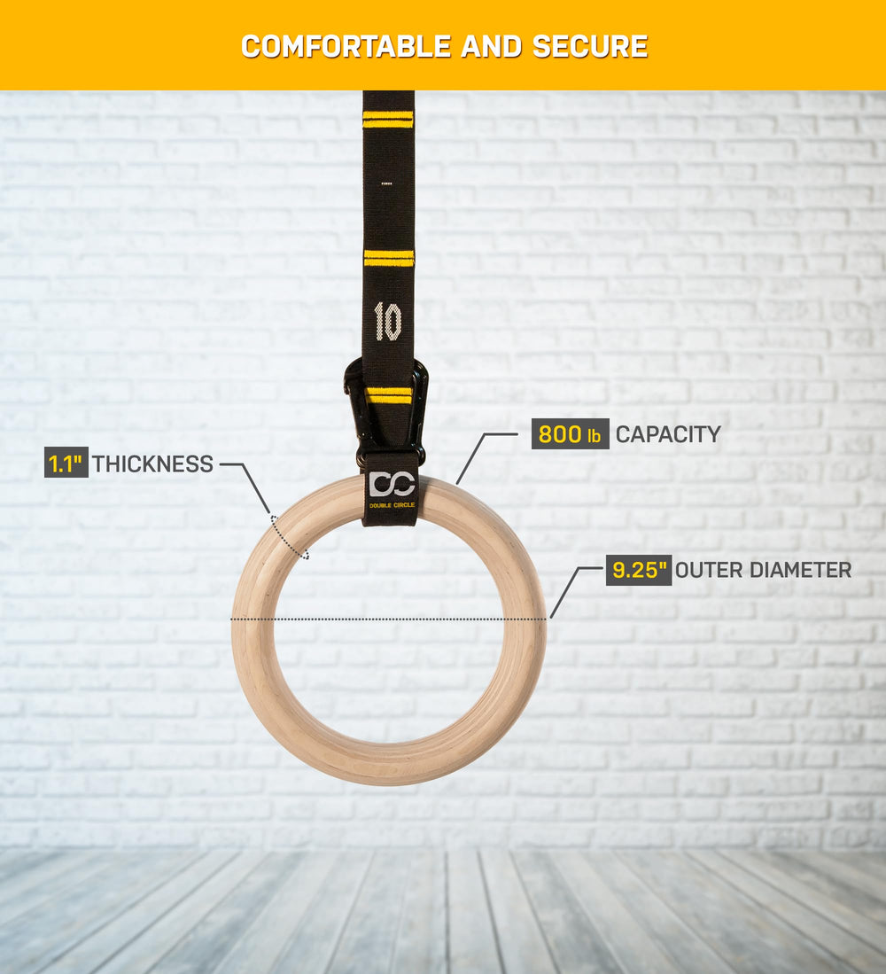 Double Circle rings compared to a hand for scale and ergonomic 28mm comfort