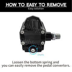 DoublePlus adapter snapping onto Look Delta pedal for quick tool-free setup