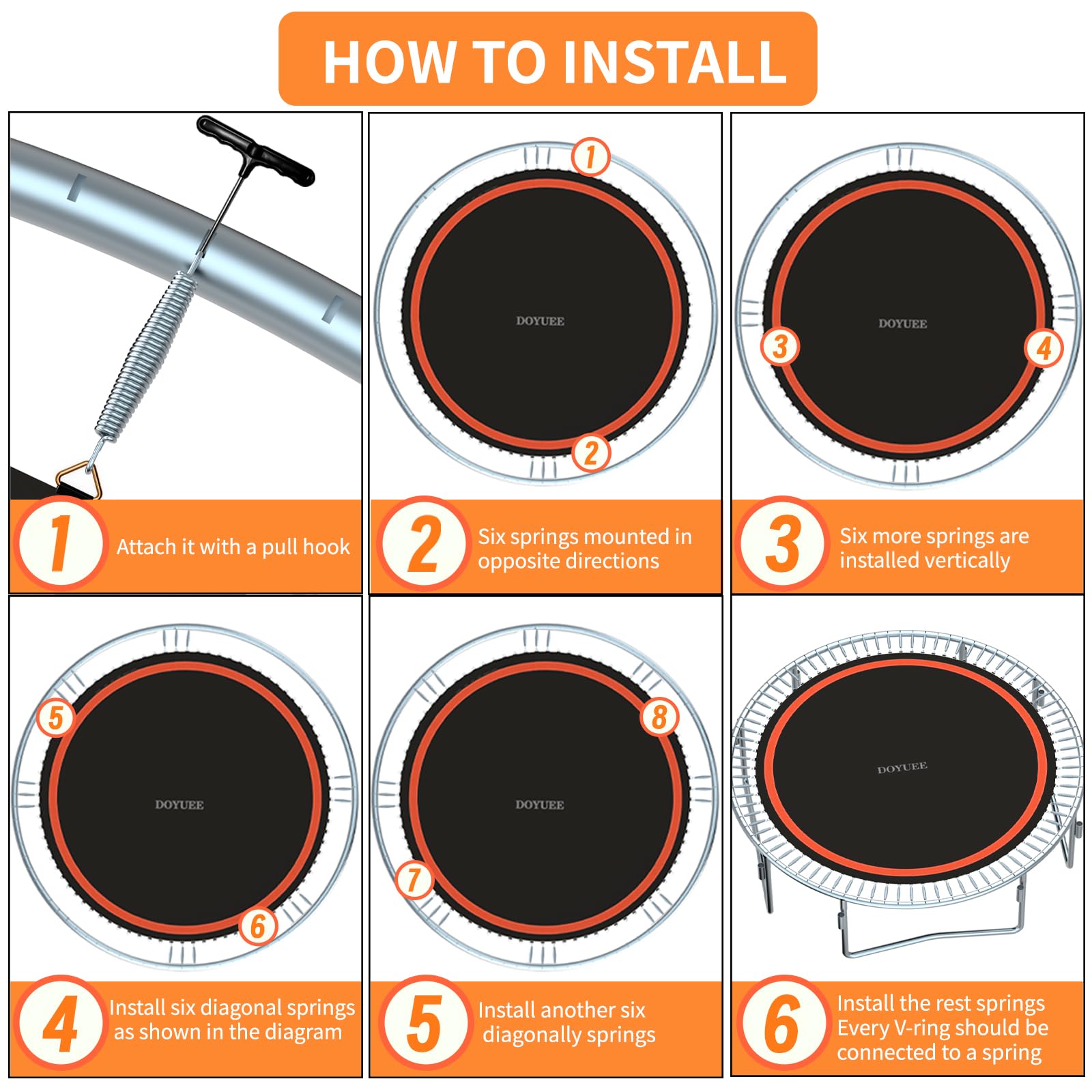 Doyuee packed with pull hooks and gloves showing included tools for easier install