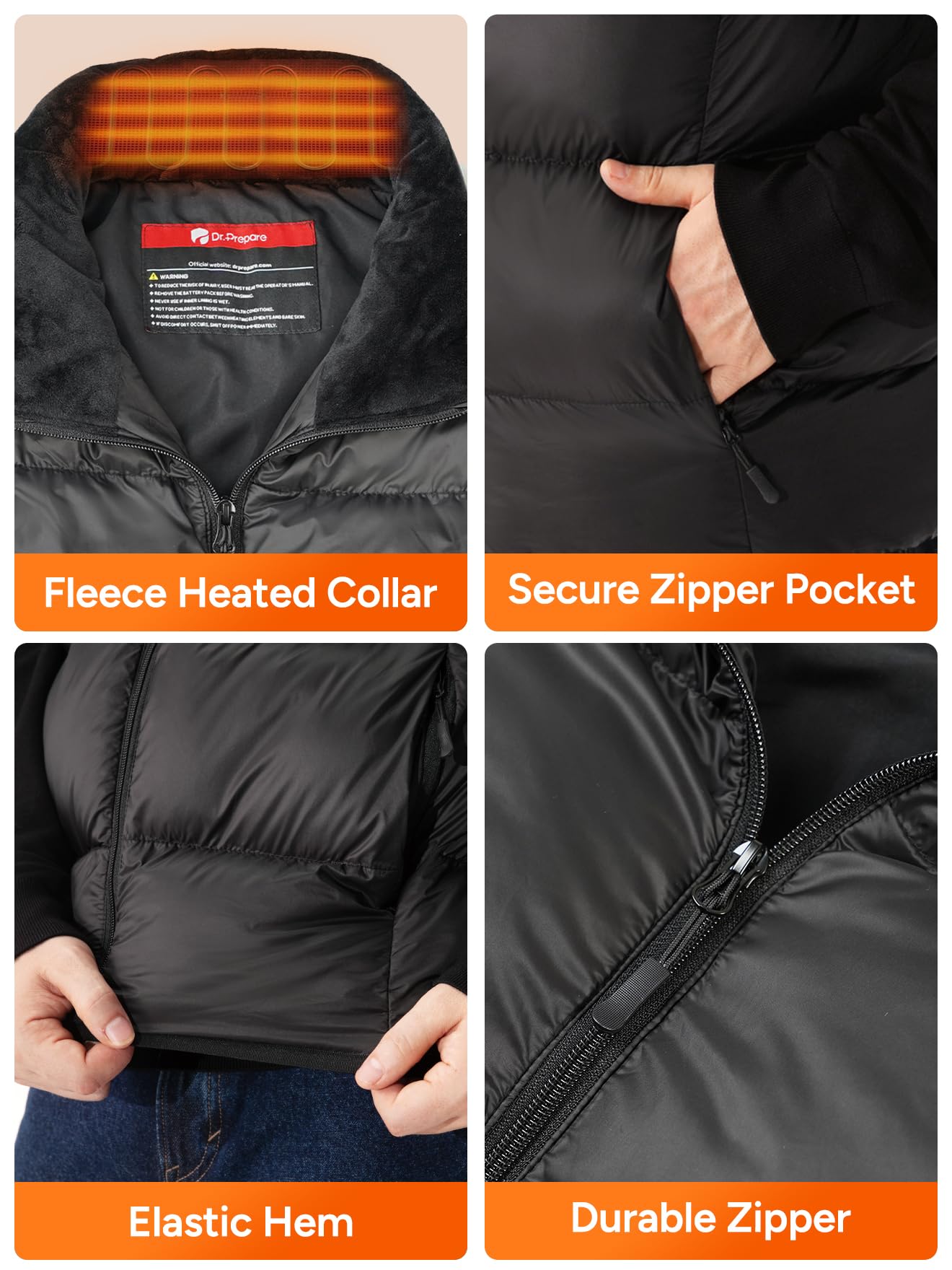 DR.PREPARE vest worn under coat to show low-profile layering and fit
