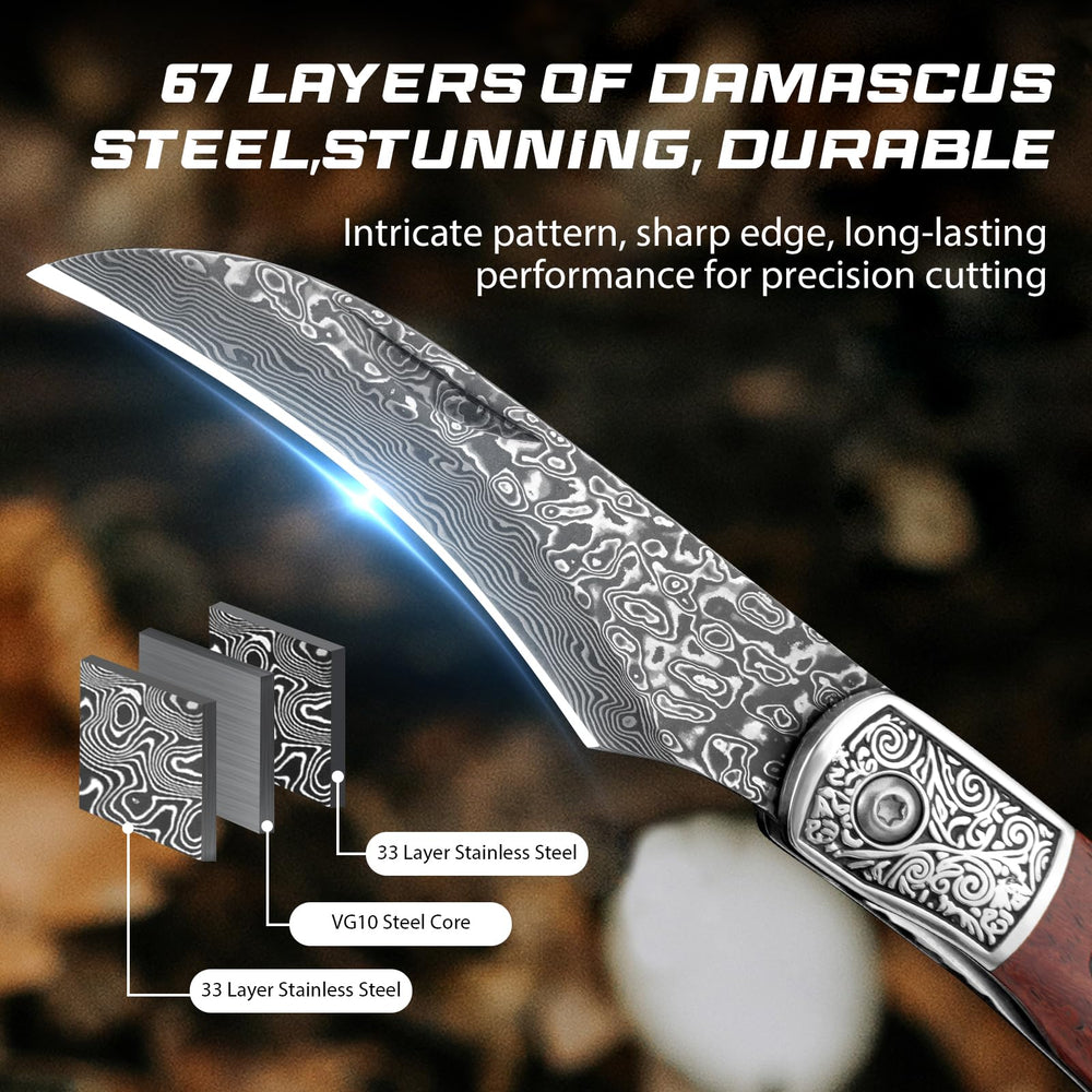 DRACHENADER open curved VG10 Damascus blade, precise cutting benefit