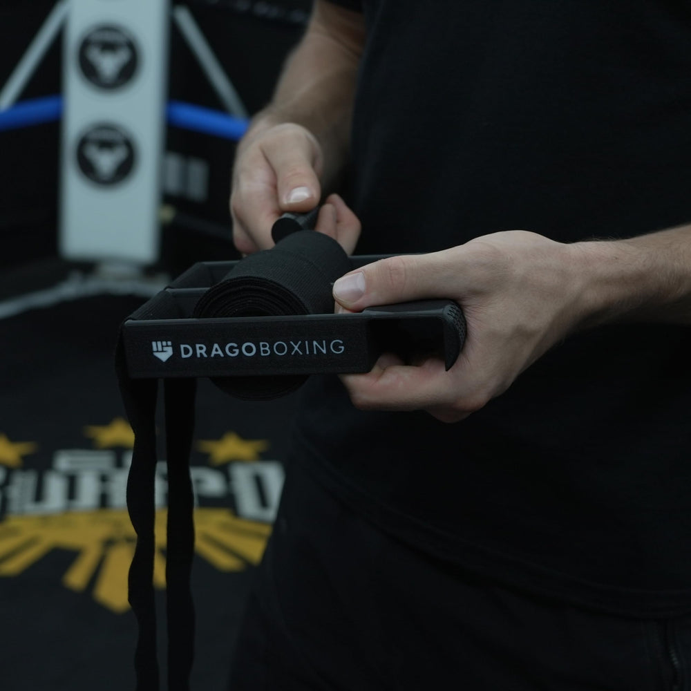 Drago Boxing close-up of patented dual rollers demonstrating durable ABS construction and smooth crank action