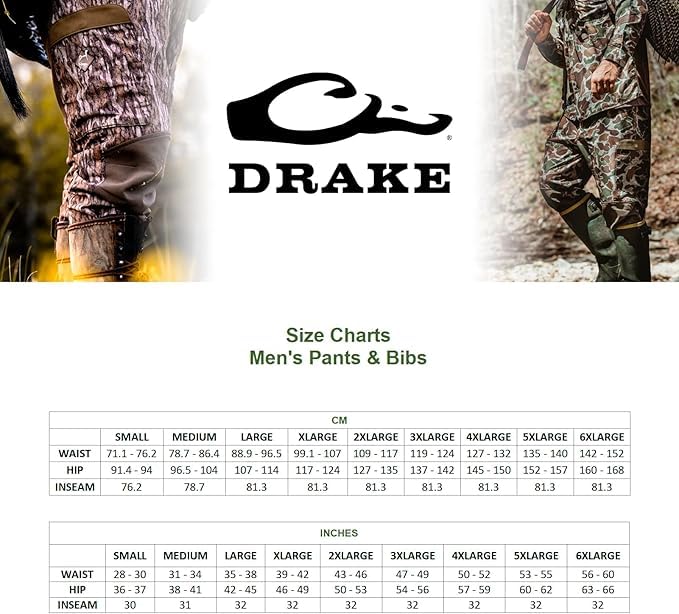 Drake Waterfowl pant next to hand for scale demonstrating true sizing