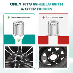 DRIVE UP center cap installed on golf cart wheel showing upgraded appearance benefit