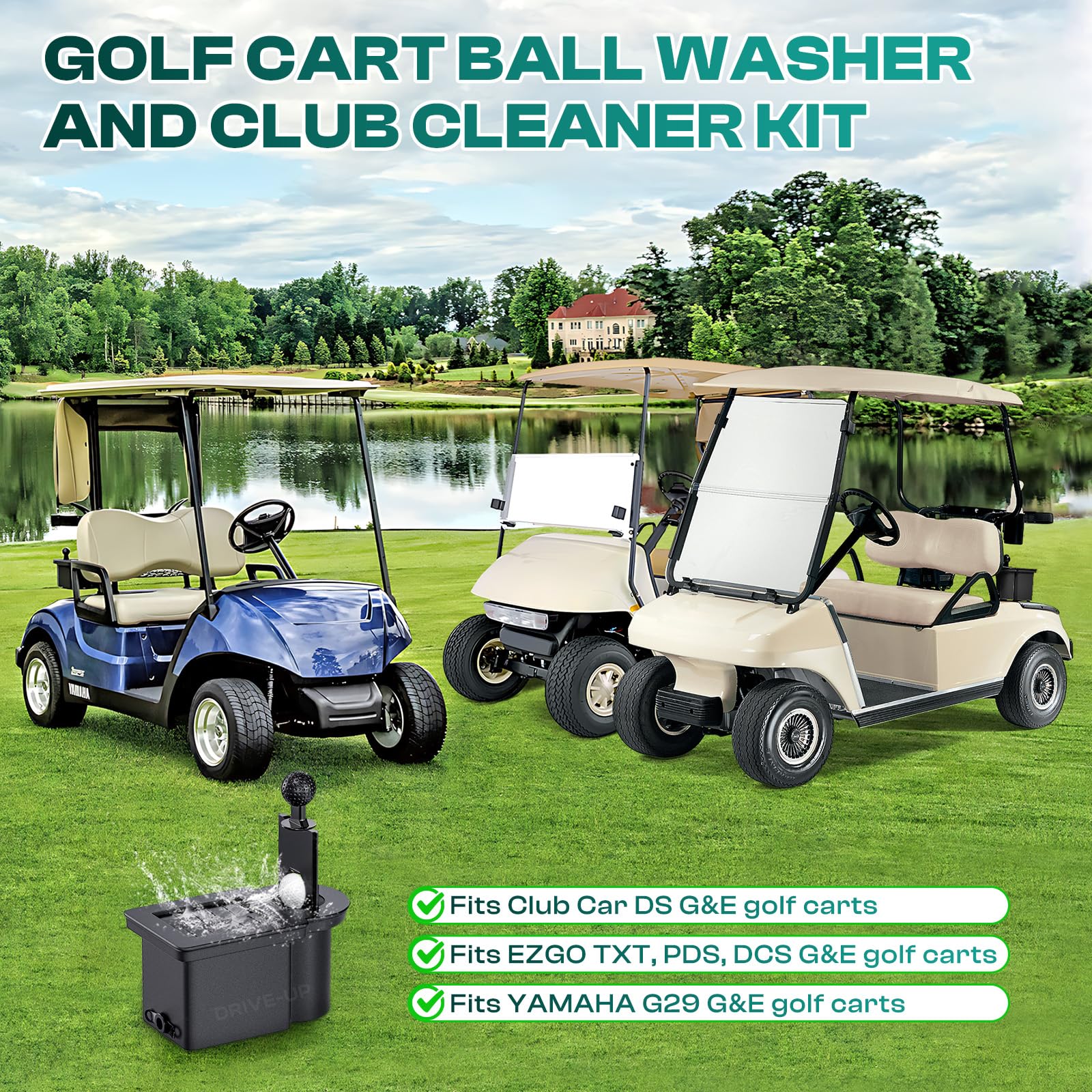 DRIVE UP lifestyle shot on course demonstrating quick between-shot cleaning and tidy gear