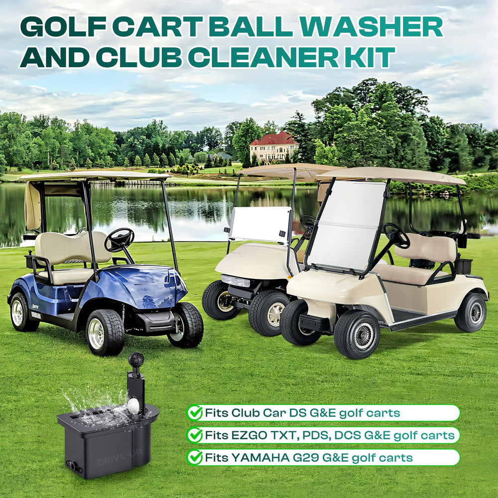 DRIVE UP lifestyle shot on course demonstrating quick between-shot cleaning and tidy gear