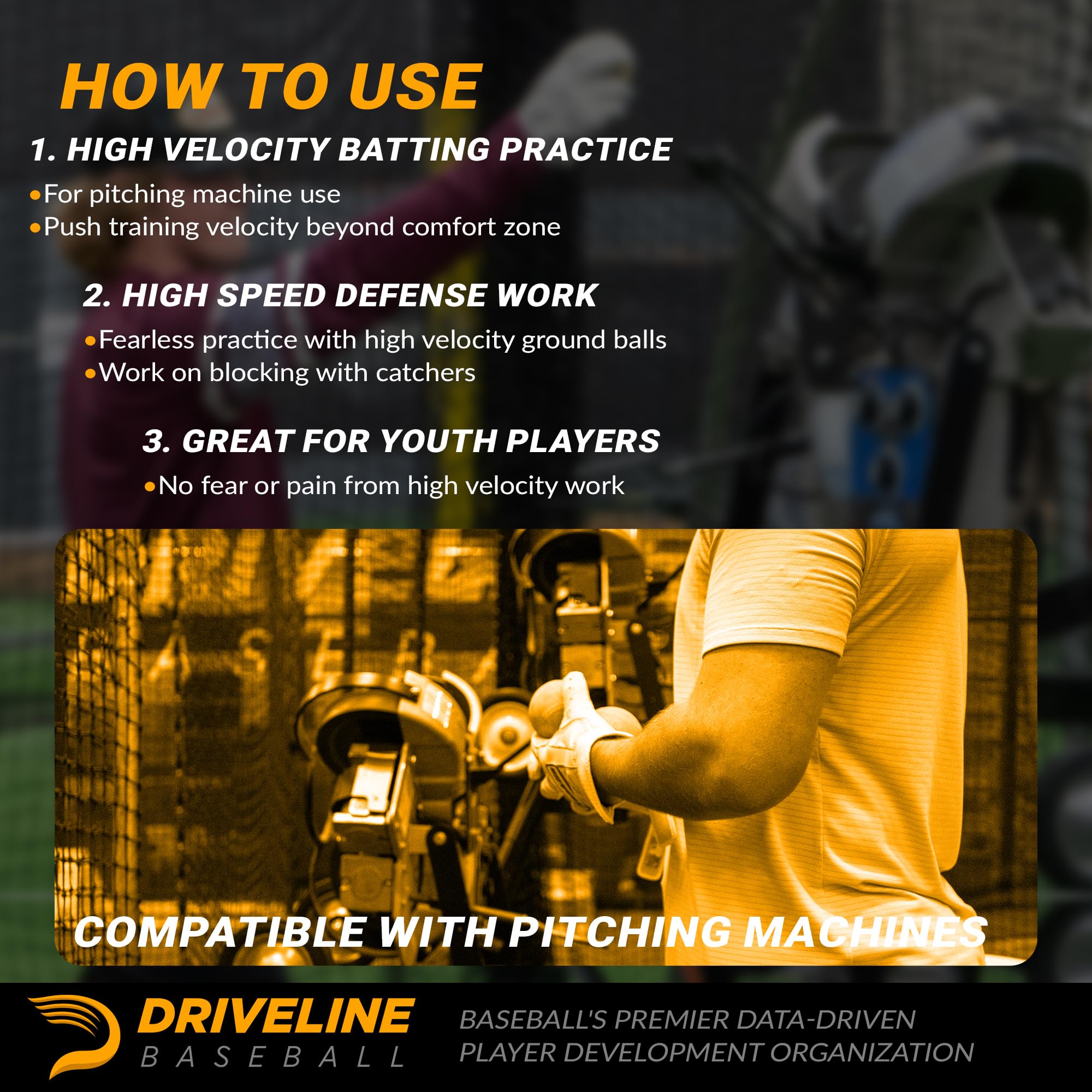 Driveline Smash Factor beside regulation baseball showing comparable size