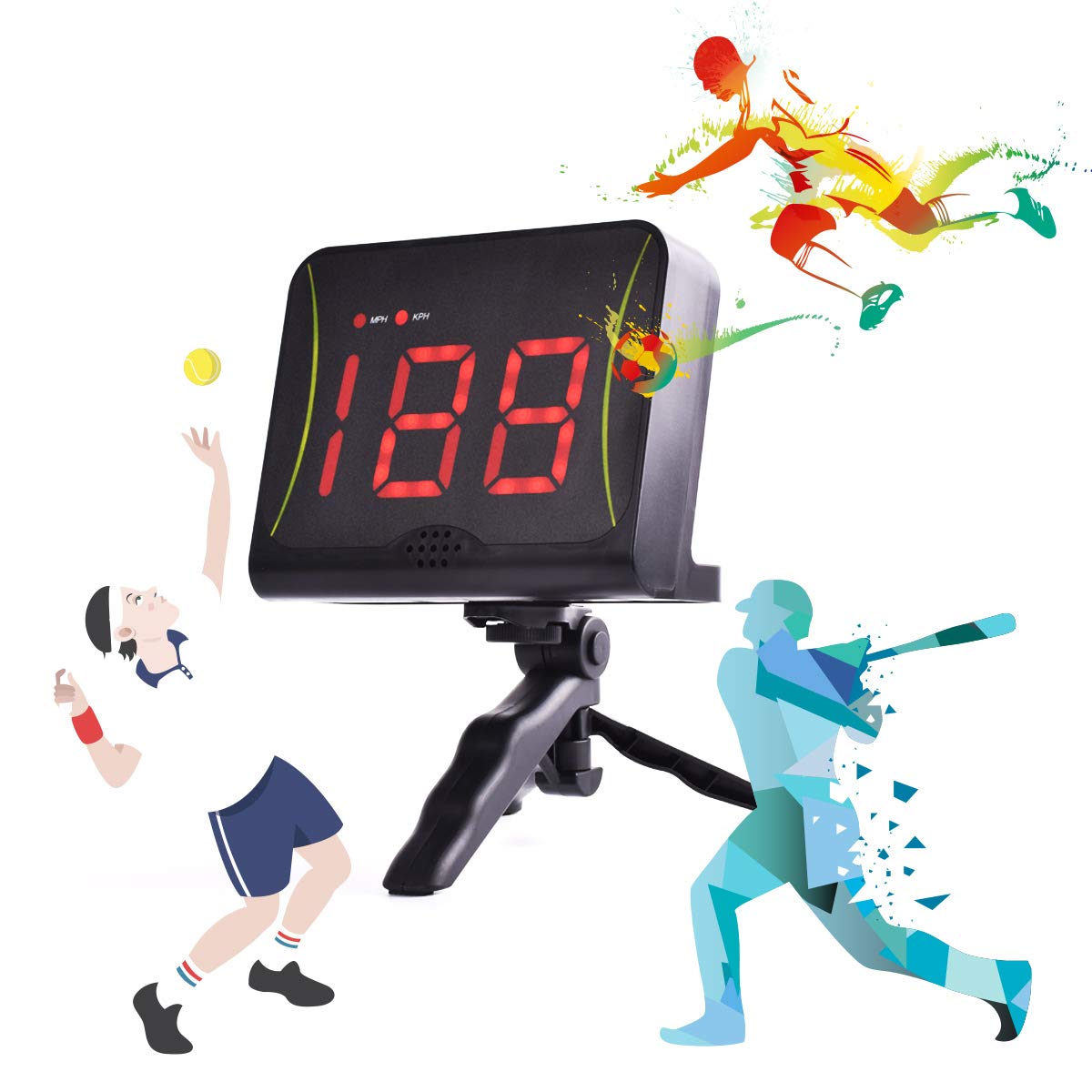 DRM front view showing radar gun and tripod, highlight portability and setup