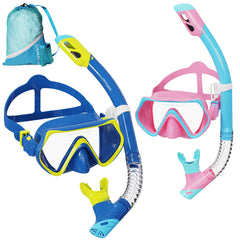 DRMAWIN front view of two-mask and two-snorkel set showing ready-to-pack gear advantage