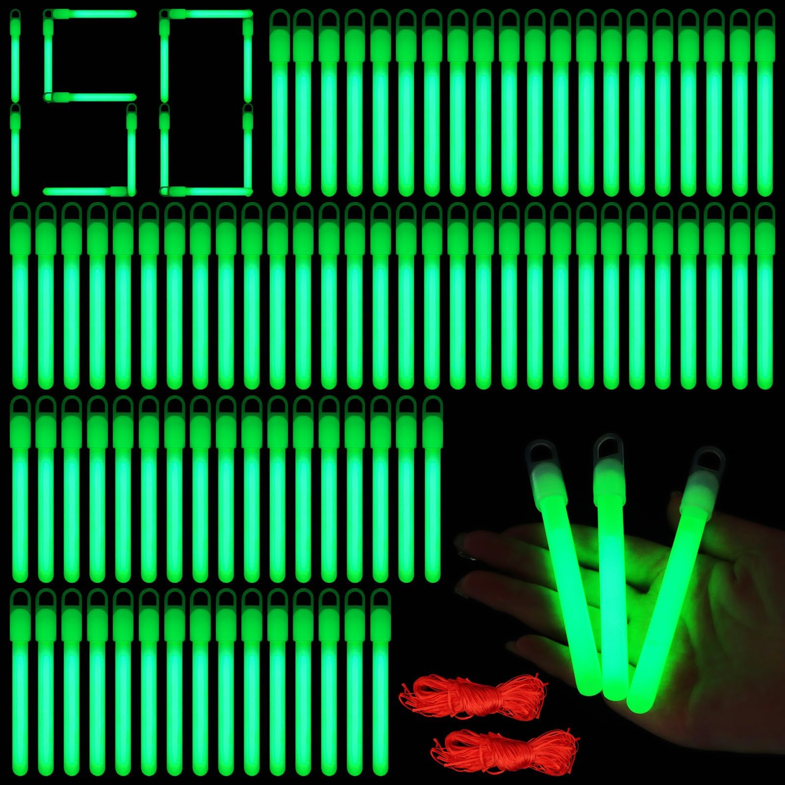 Droutti front pack view showing 150 glow sticks and accessories for large events