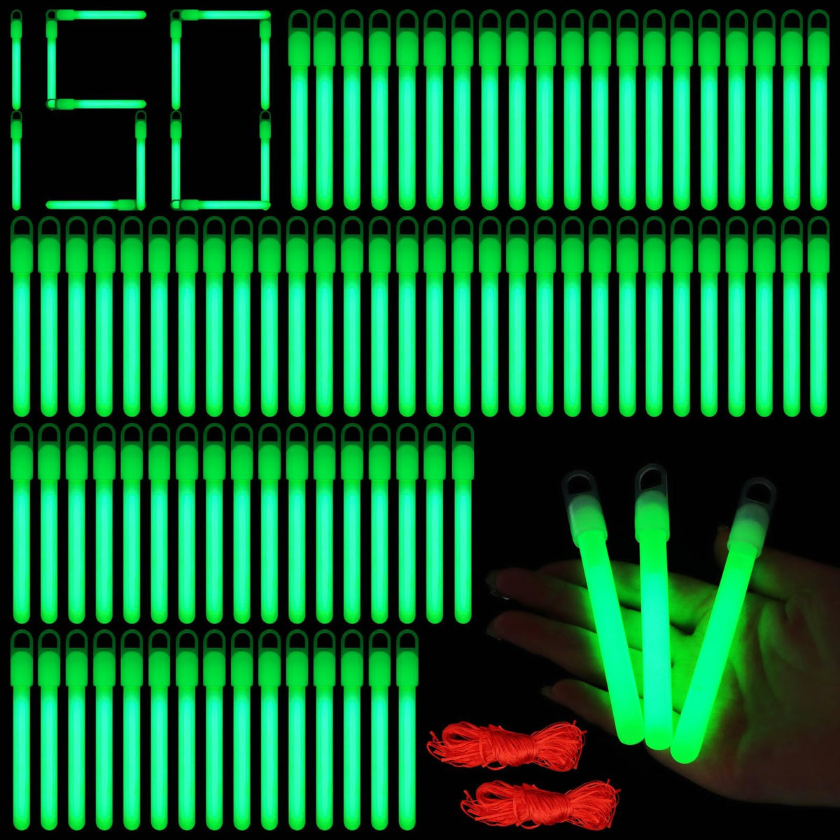 Droutti front pack view showing 150 glow sticks and accessories for large events