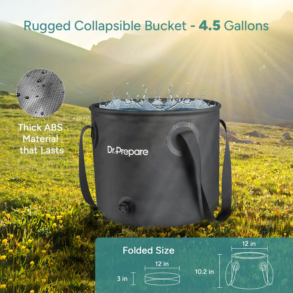DR.PREPARE bucket held by handle highlighting reinforced metal ring for stability