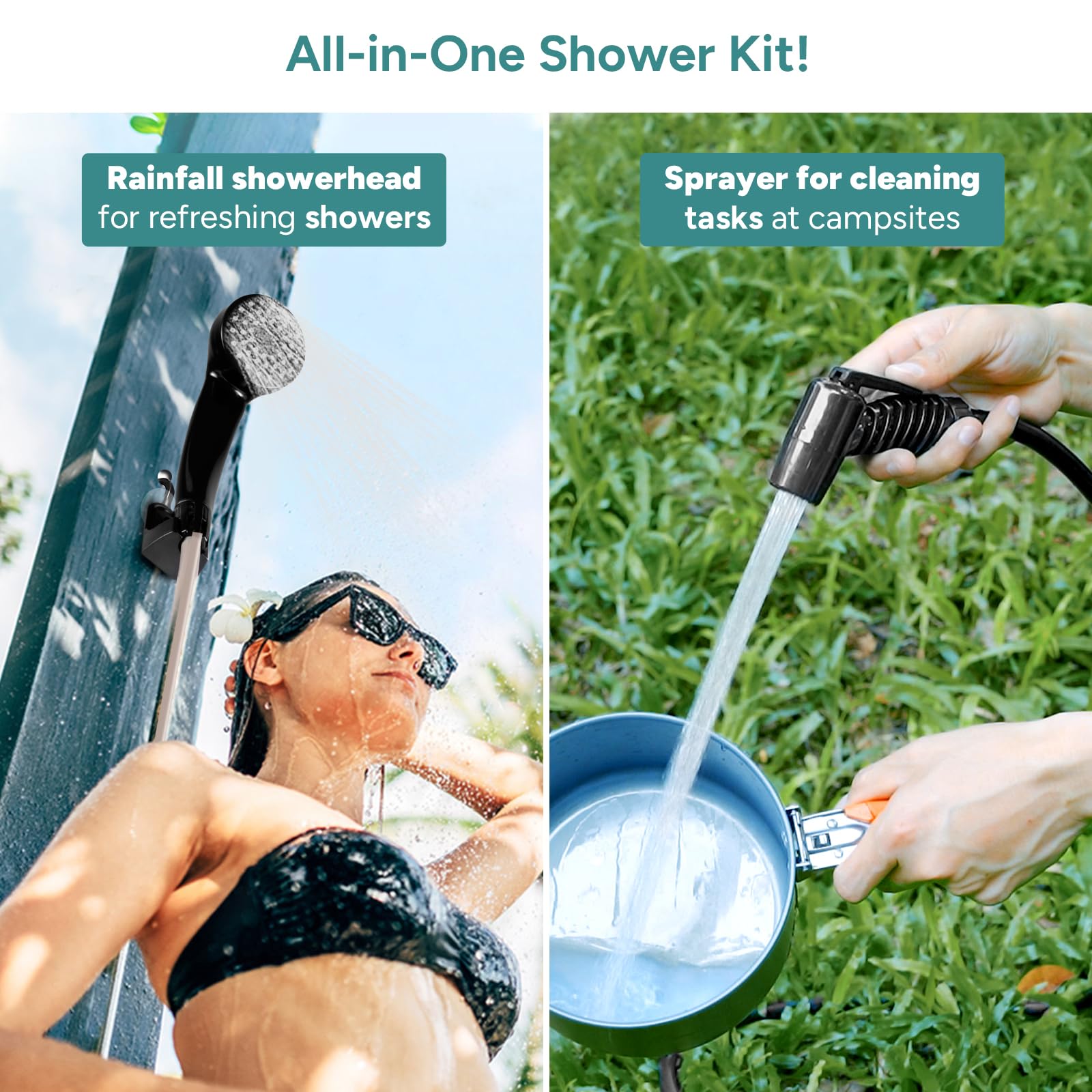 DR.PREPARE showerhead detail with on-off switch offering easy flow control