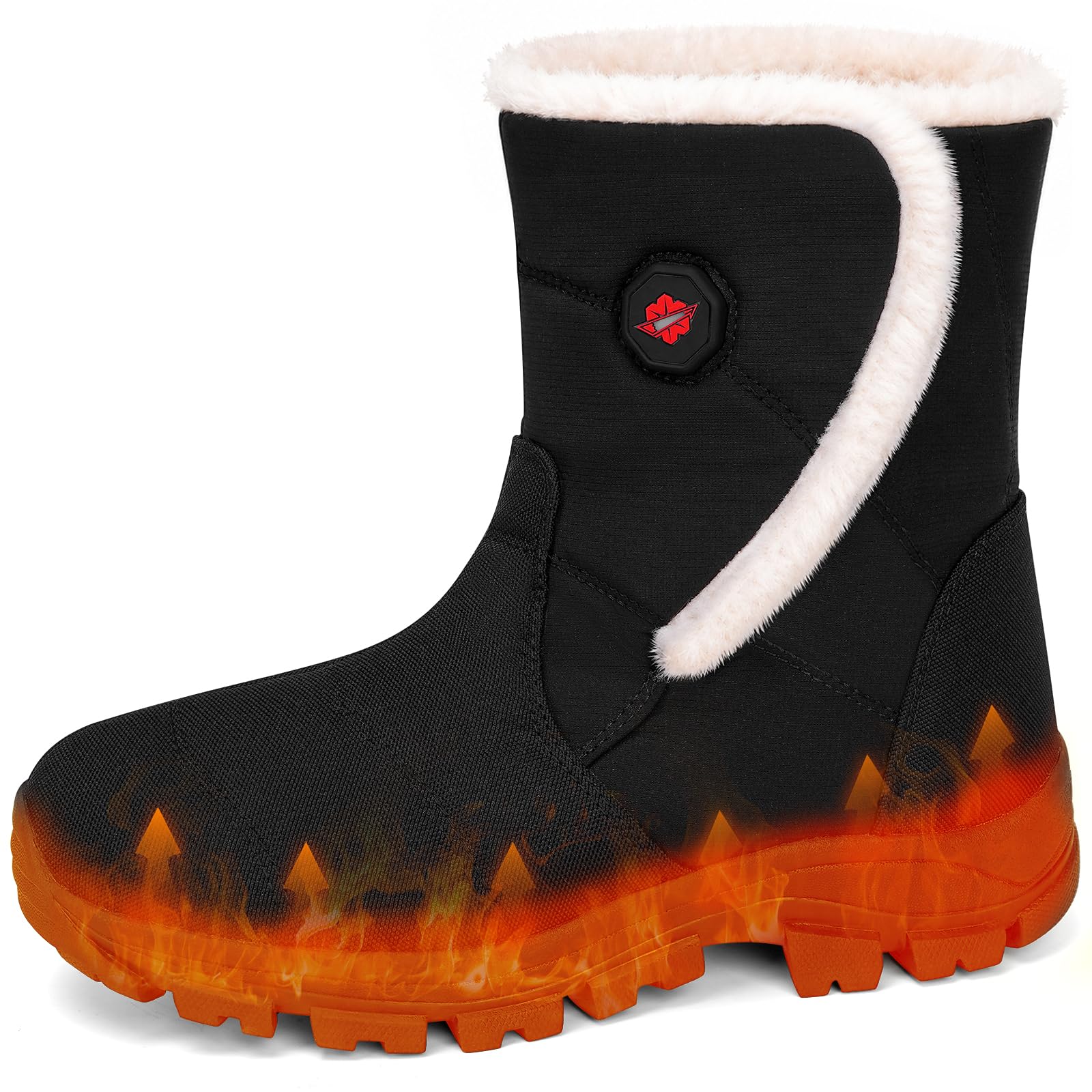 Dr.Warm front view ankle boot showing cozy faux fur and waterproof finish for warmth