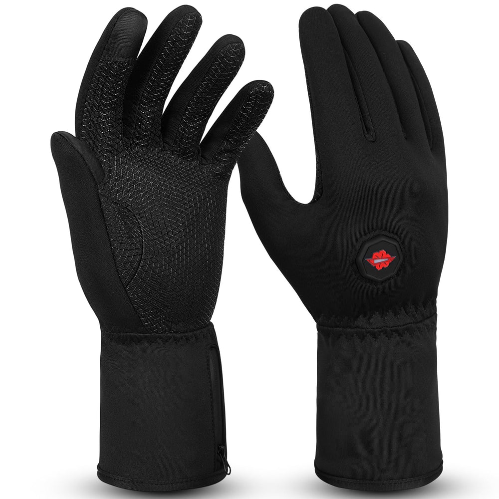 Dr.Warm front view of gloves and packaging showing slim heated design and warmth benefit