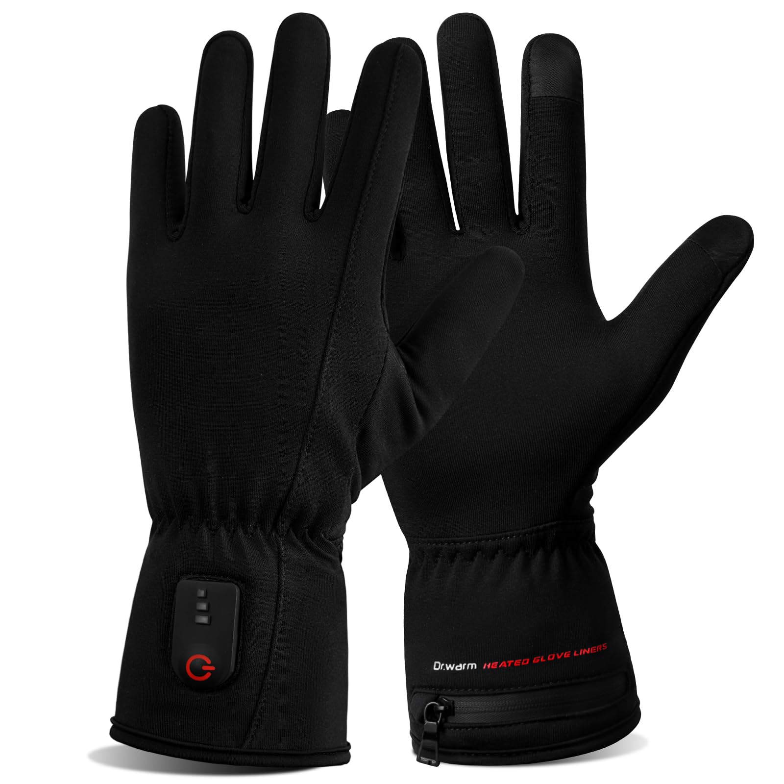 Dr.Warm front view of heated glove liners showing slim profile and fit benefit