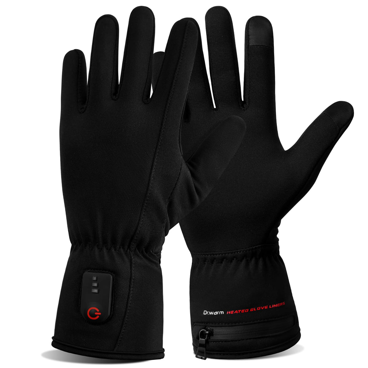 Dr.Warm front view of heated glove liners showing slim profile and fit benefit