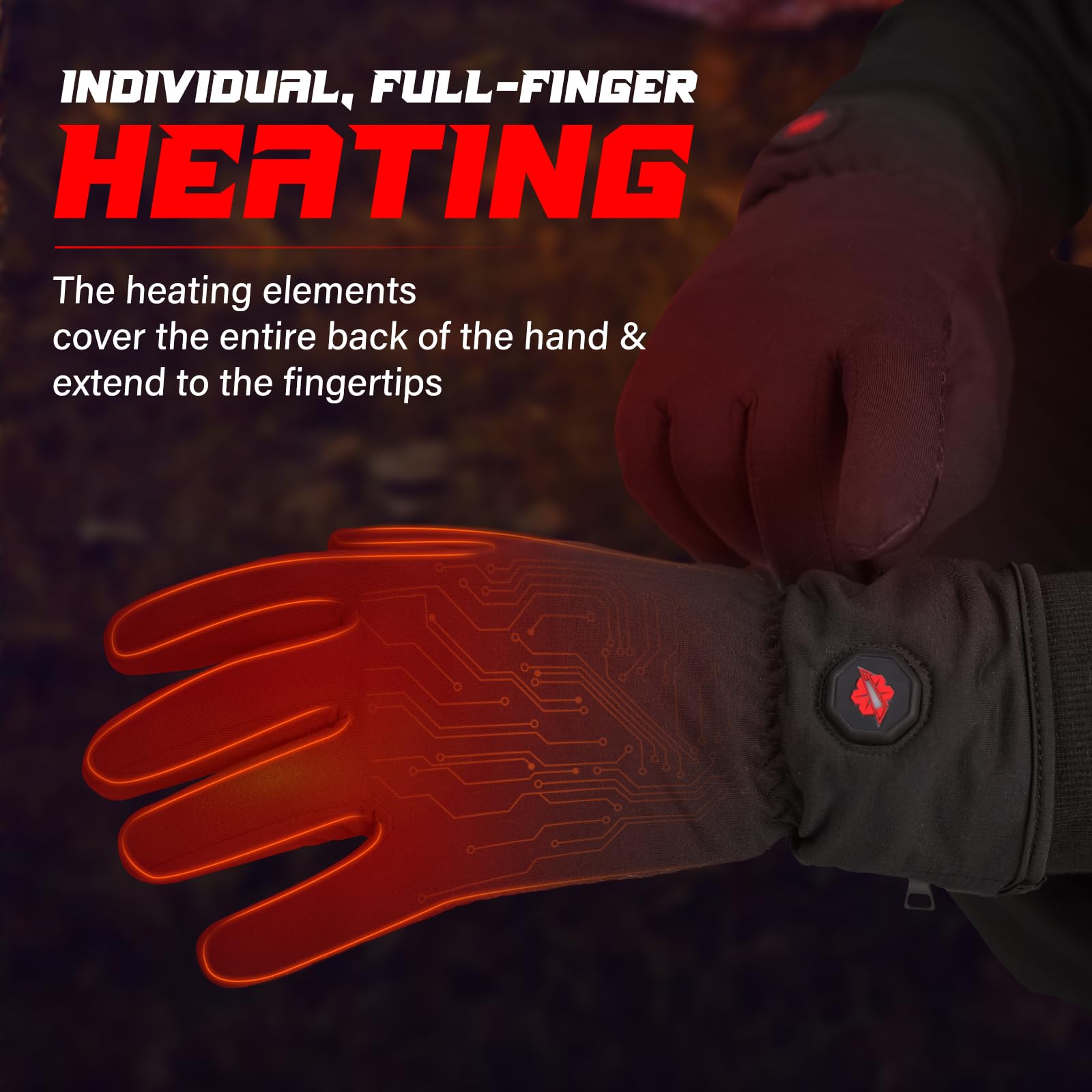 Dr.Warm back-of-hand heating panel detail showing full coverage and consistent heat