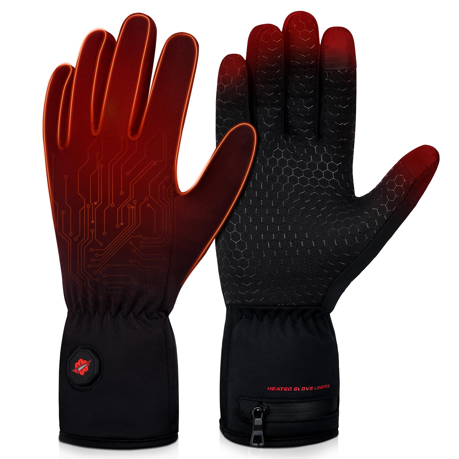 Dr.Warm front view of thin heated gloves showing slim profile and fit for warmth