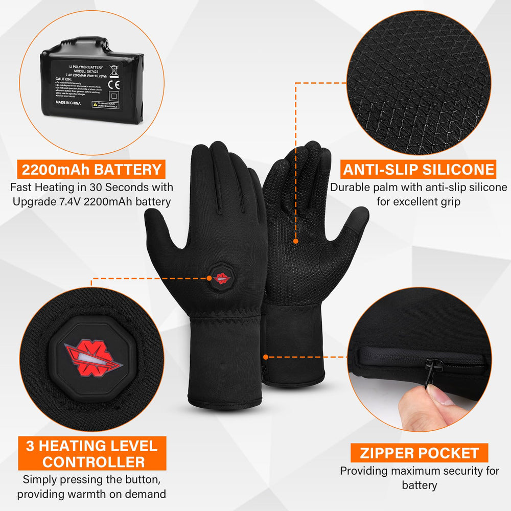 Dr.Warm gloves on a hand beside a phone showing touchscreen convenience benefit