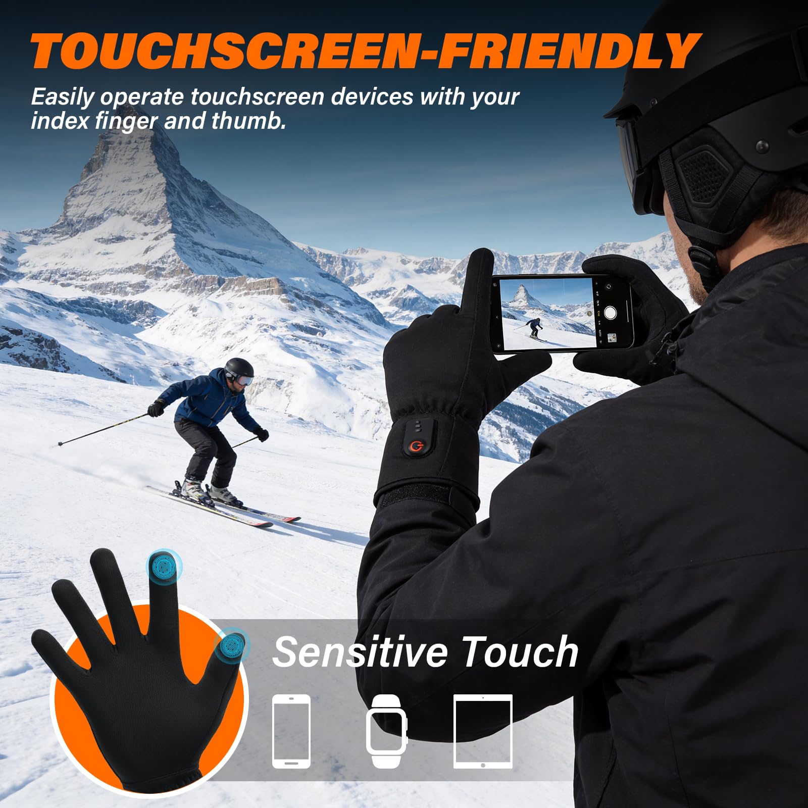 Dr.Warm liners slipped under winter glove demonstrating added insulation benefit