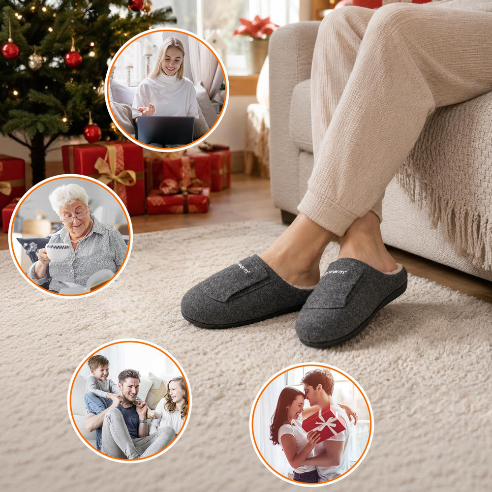 Dr.Warm slippers being worn at home adding portable heated comfort