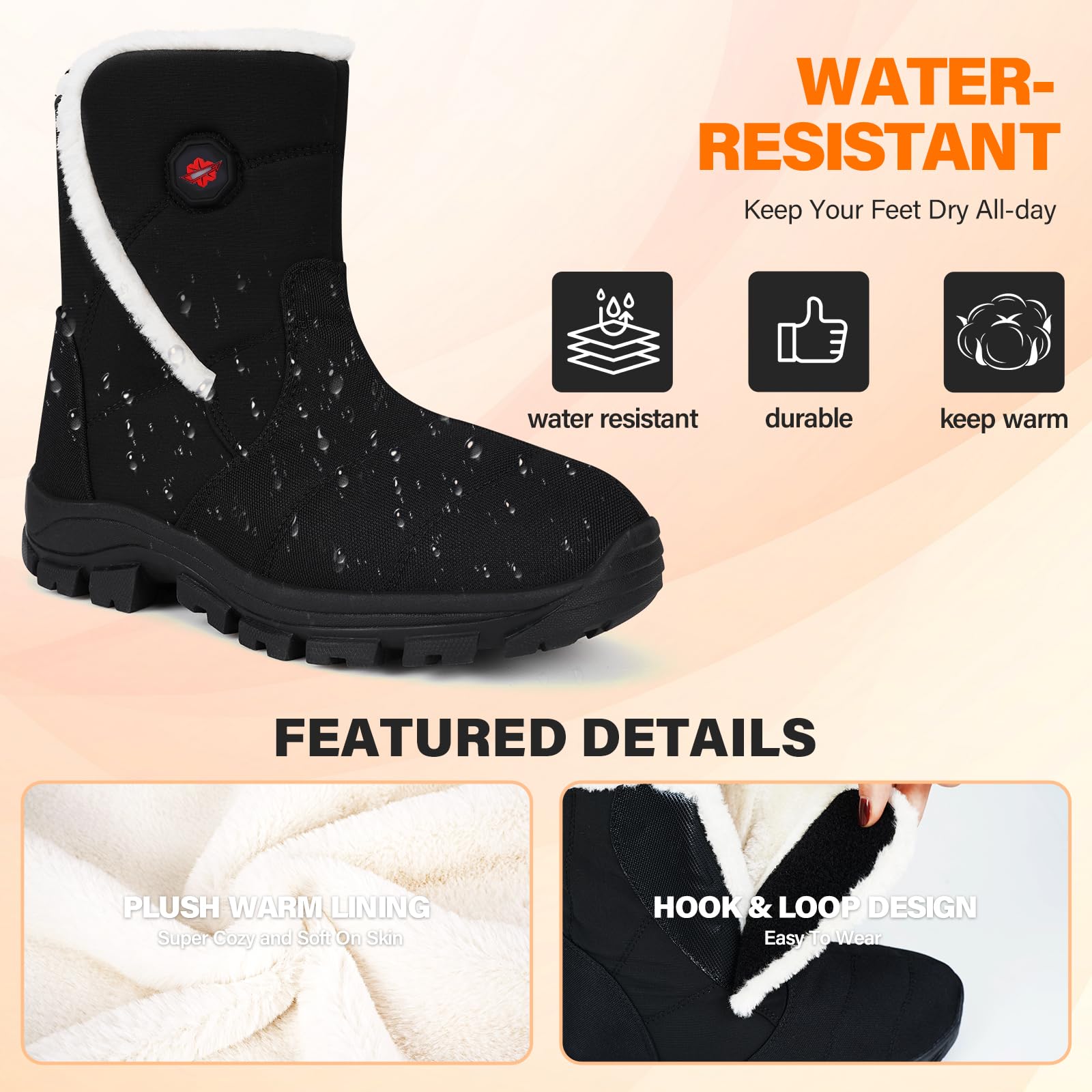 Dr.Warm rubber outsole showing tread pattern for reliable traction and slip resistance