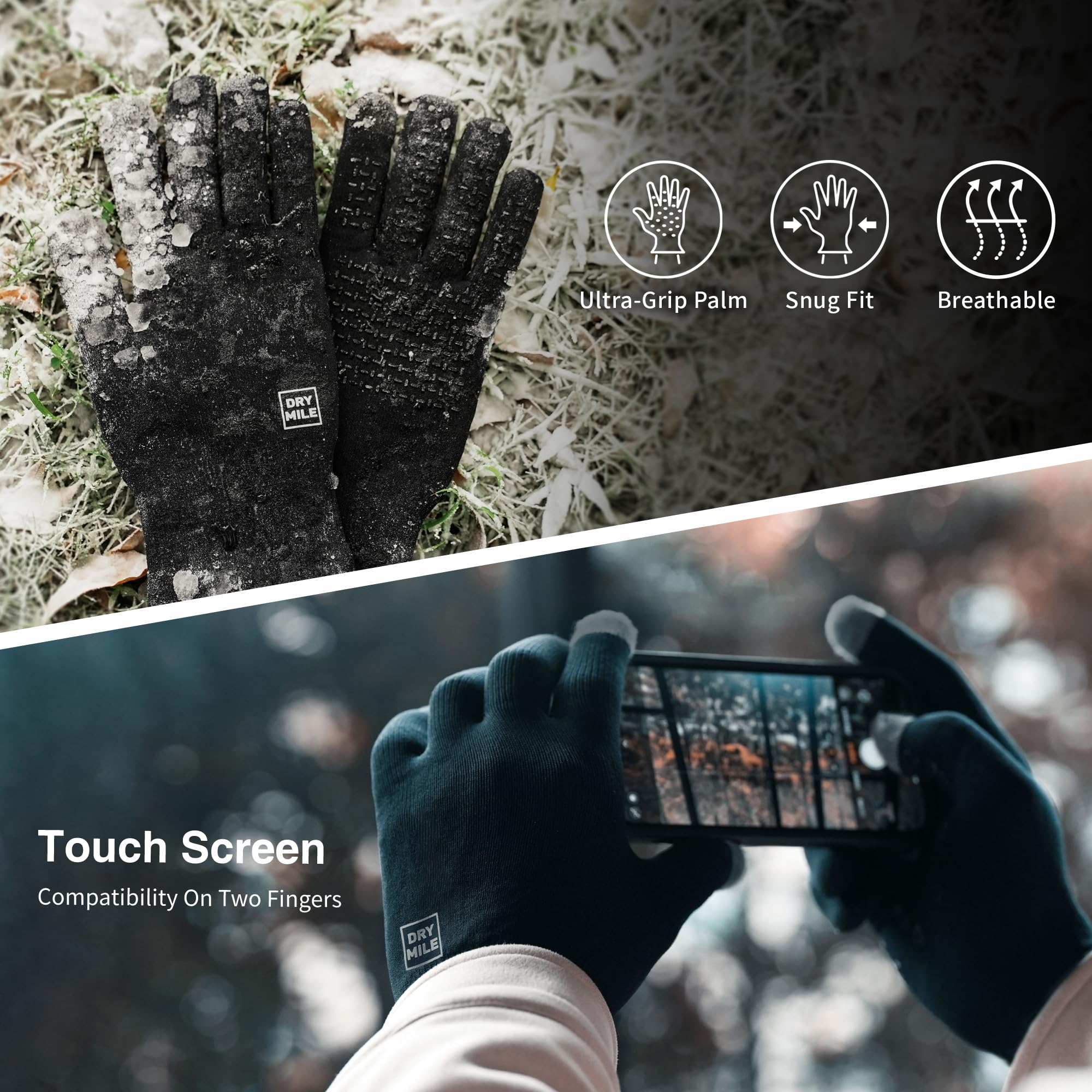 DRYMILE Alpine palm grip detail displaying textured non-slip surface for secure handling