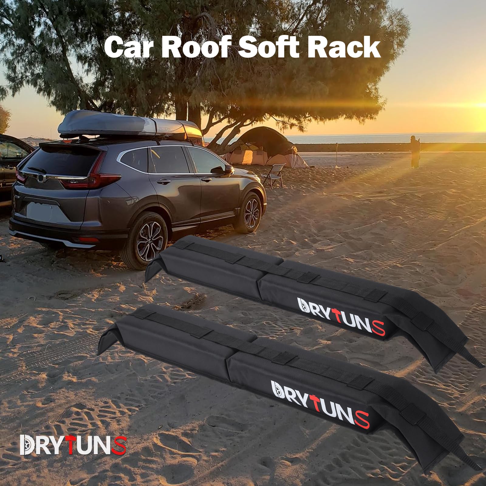 Drytuns close-up of EVA padding protecting car roof and reducing vibration