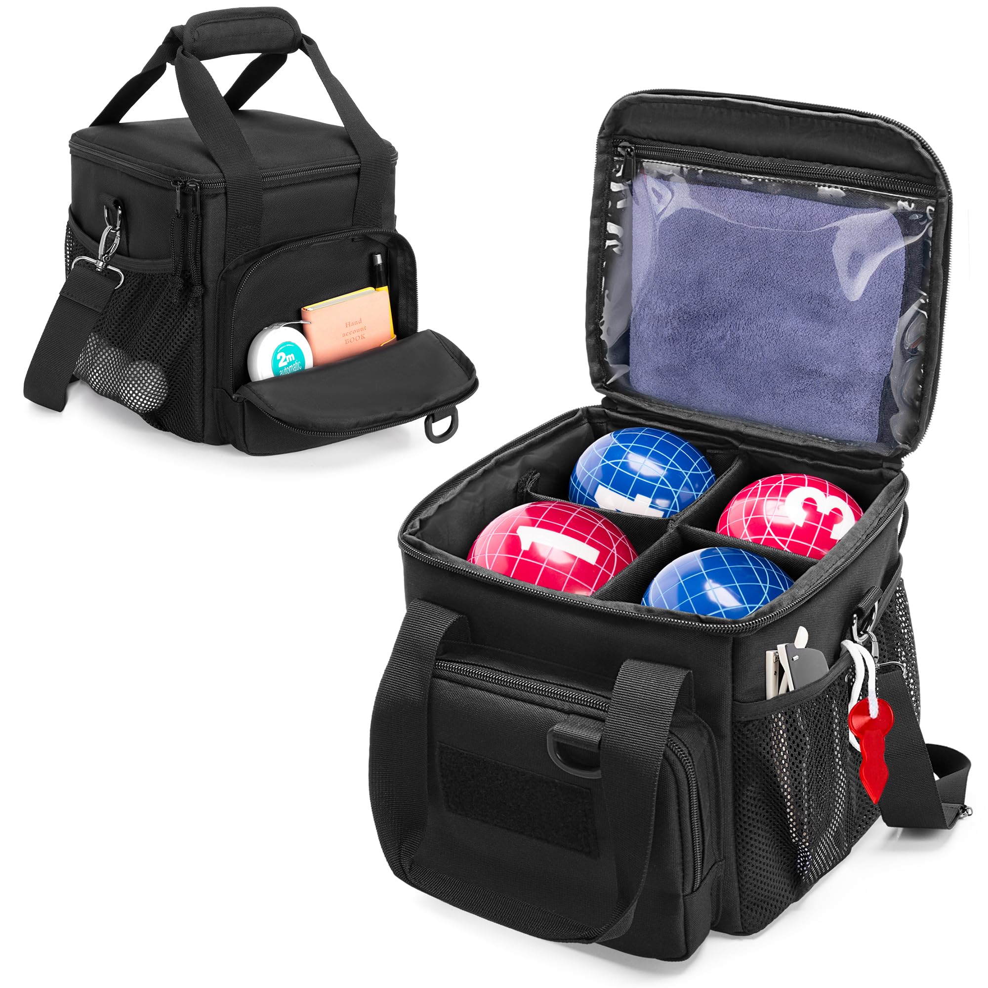DSLEAF front view of bocce bag showing compact, durable design and easy access