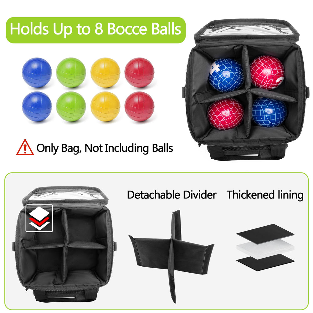 DSLEAF open main compartment displaying padded interior and room for eight balls
