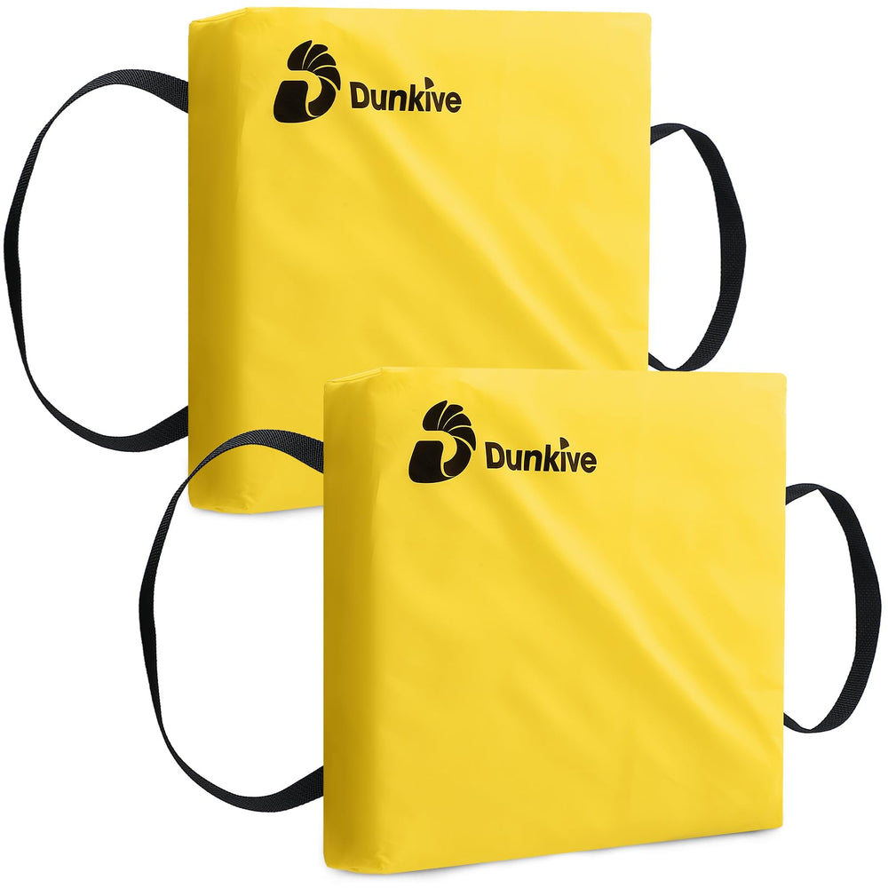 Dunkive front view showing two yellow throw cushions for visibility and safety